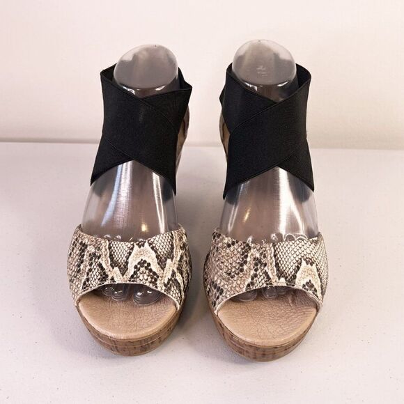 Soulier Snake Print Comfort Wedge Sandals - Picture 2 of 7